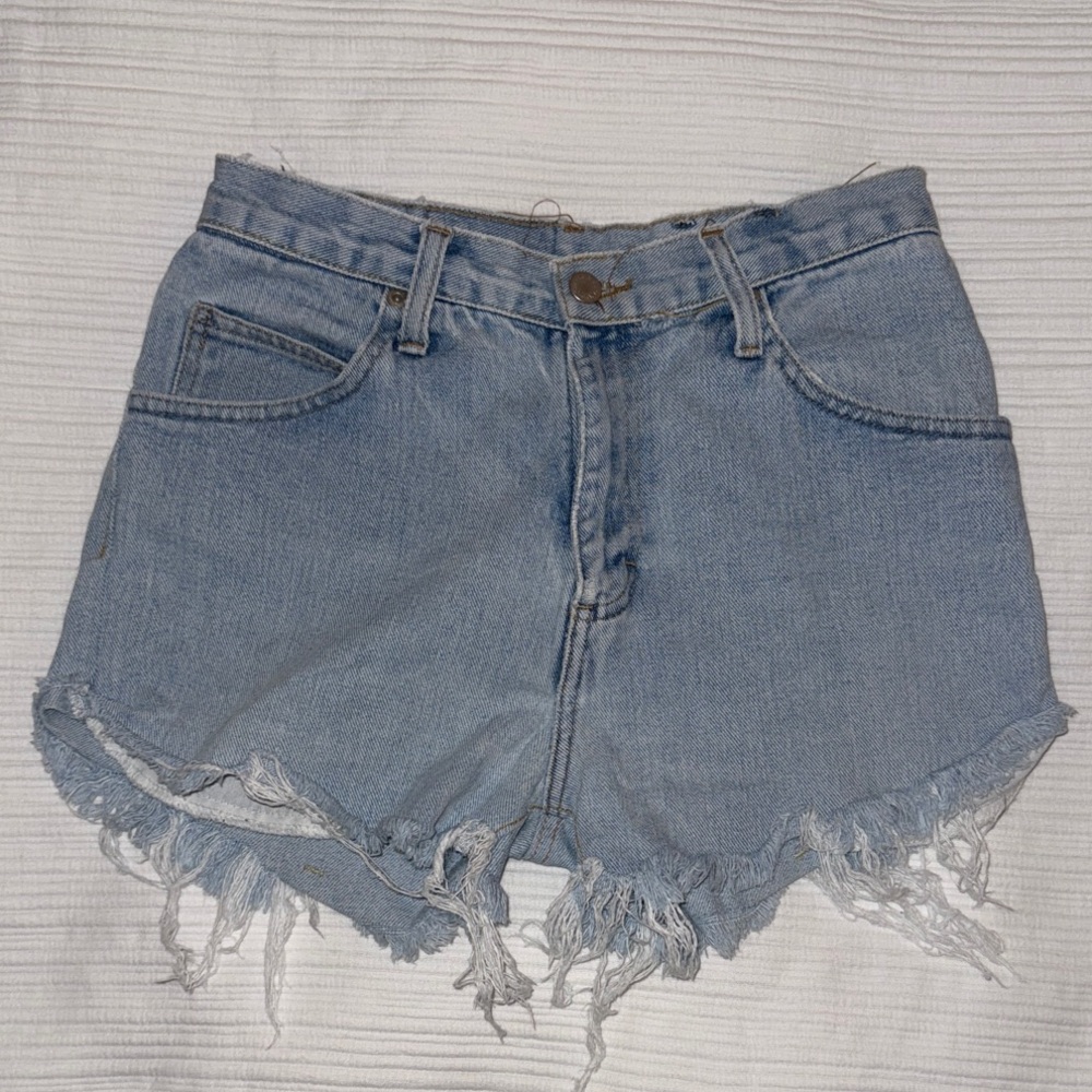 Wrangler Light Blue Distressed Jean Shorts